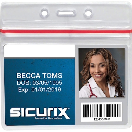 Sicurix ID Card Holders, Sealable, Horizontal, 3-3/4"x2-5/8", 50/PK, CL PK BAU47830